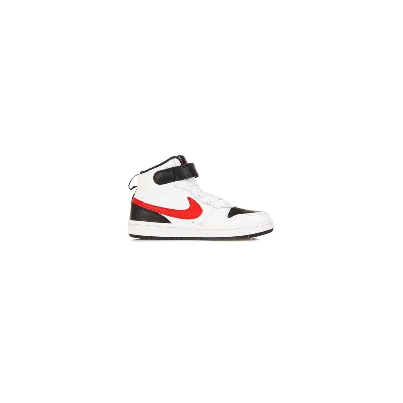 Nike Junior Court Borough Mid 2 (Psv) White/University Red Strappo Junior