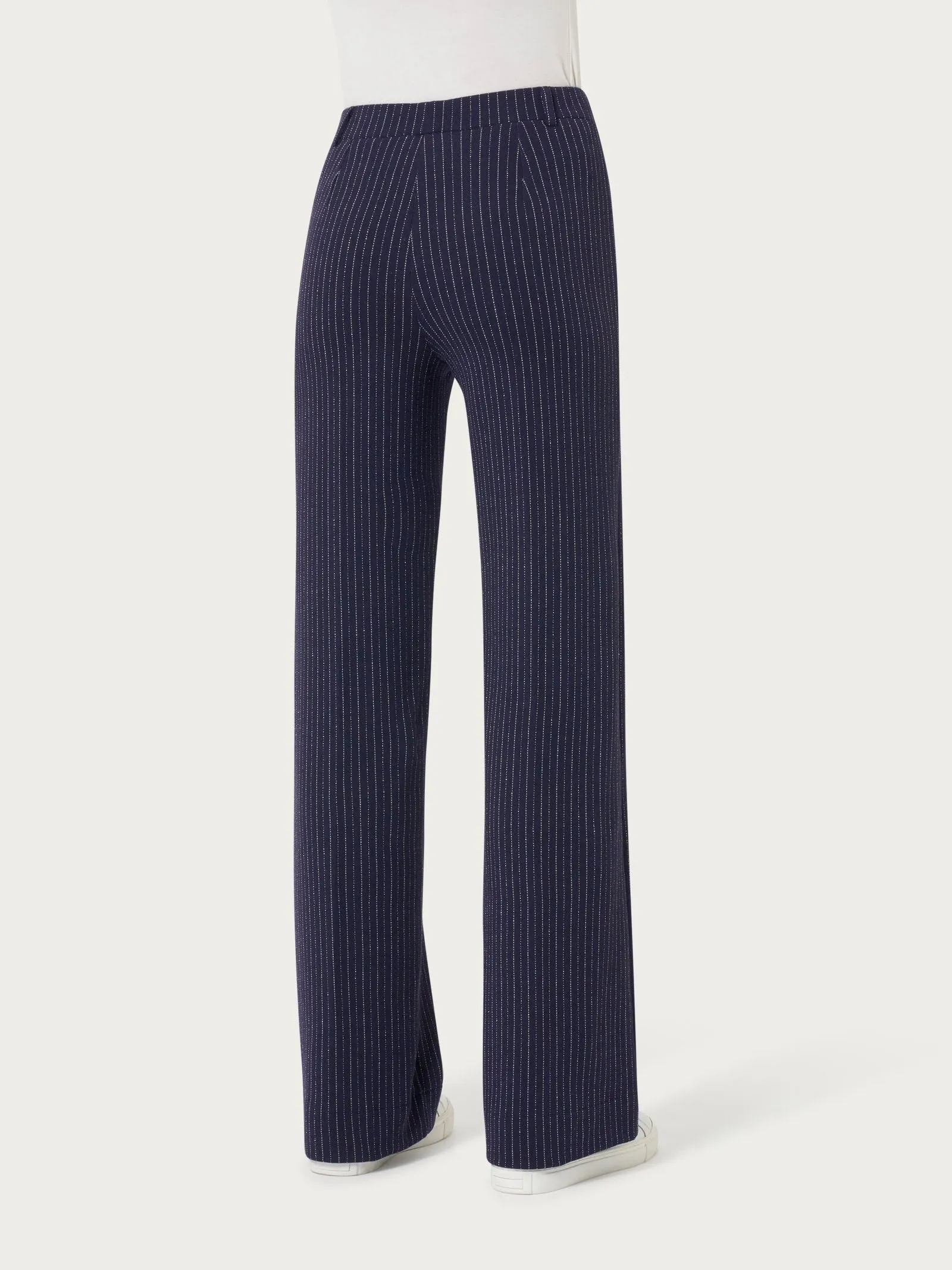 Pantalone gessato ampio con tasche in tessuto Eco Jacquard - Fant.Smoky Mel.