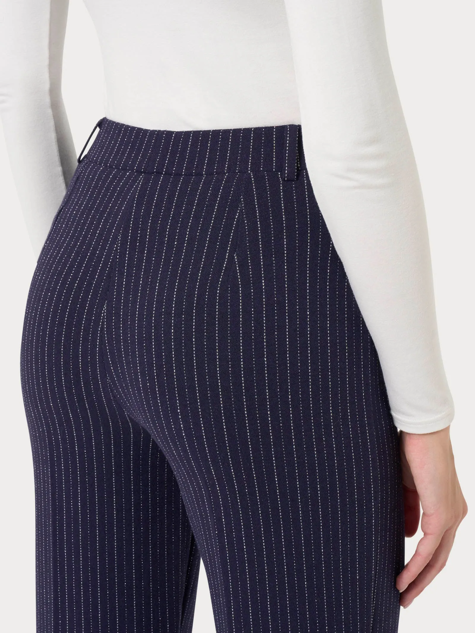 Pantalone gessato ampio con tasche in tessuto Eco Jacquard - Fant.Smoky Mel.